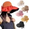 Breda randen hattar kvinnor utomhus UV -skydd Sun Hat Back Opening Bow Gorras Para Mujer Chapeau Casquette Femme Sombrero Hombre L2
