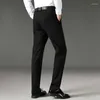 Pantalons pour hommes 2023 printemps été hommes droite Stretch coréen décontracté taille moyenne affaires classique pantalon mâle noir gris bleu 30-38