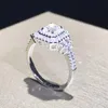 Anneaux de mariage JK luxe cristal CZ fiançailles zircon cubique conception originale brillant mariée éternité bague bijoux pour femmes