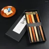 Chopsticks 200Set Fashion Chinese Worday Tortabile Anti-Scid Hushållsset Holder Cutlery Presentlåda