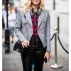 BL013 Londra Lüks Businesswomen Yüksek Profil Suit Yüksek Kaliteli Bayanlar Gri Blazer Çifte Breasted Düğmeler Ofis Ceket Kadınları Blazer