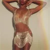 Andere Schmucksets Eleganter heißer Verkauf Strass Körperkette Bikini Set Sexy Quaste Flash Diamant Nachtclub BH Tanga Kette weiblich