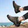 Платье обуви Hikeup Мужские пешеходные туфли Lebese Leather Outdoor Обувь износостойкие мужские треккинг