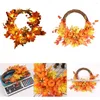 Dekorativa blommor 1pc Autumn Theme Door Wreath Artificial Pumpkin Berries Pine Cone Maple Home Holiday Party Material Halloween Decoration