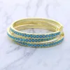 Bracelets New Fashion Classic 5860mm blue Turquoise stone Bracelet Women's Bangles Gold Color Rhinestone Bracelet Cuff Simple