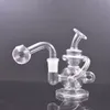 Volcanee Vortex Hookah Tornado Cyclone Recycler Bong en verre 14mm Femme Mini Bong Pipe à eau Bubbler Dab Rig avec tuyau de brûleur à mazout en verre mâle et bol à tabac