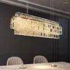 Ljuskrona Modern LED Crystal Chandelier för matsal Rektangel Suspension Lamp Home Decor Luxury Kitchen Island Luster Light Fixture