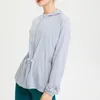 LLu Veste de yoga à fermeture éclair pour femme Combinaison de protection solaire à manches UPF40 + Veste à manches longues résistante aux UV avec chapeau Haut de sport à séchage rapide pour adulte Fermeture à glissière de couleur unie