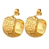 Hoop Earrings Retro Embossed Brass Material Ear Ring Cold Style C- Shaped Simple All-Match High-Grade 2023