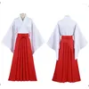 Этническая одежда Кимоно Японский традиционный костюм Белый топ и красная юбка Классическая современная улучшенный косплей Хэллоуин
