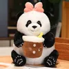 Kreatives Plüsch-Panda-Spielzeug, Kawaii-Panda mit Bubble Tea Cup/Bambus/Blume, Stofftier-Puppenspielzeug für Kinder, Babys, Kawaii-Geschenke