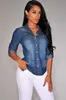 Kvinnors blusar skjortor hösten denim skjortor för kvinnor långärmad blå jeans skjorta kvinnor blusa camisa femininas mode plus size jeans bluses 230520