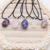 Anhänger Halsketten Unregelmäßige Naturstein Zufall Amethyst Achat Halskette Leder Seil Kette DIY Zubehör Schmuck Geschenk Großhandel