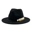 Szerokie brzegowe czapki wełna fedora czapka hawkins poczuć kapita ladies trilby chapeu feminino kobiety mężczyzn Jazz chrzestne czapki sombrero czapki