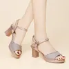 Sandalen peep toe High Heels Dicke Hochzeit Frauen Sommerpumpen hohl prägnante Frauen Schuhe offen moderne Versammlung