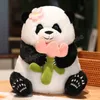 Jouet Panda en peluche créatif Panda Kawaii avec tasse à thé à bulles/bambou/fleur peluche poupée jouets pour enfants bébé Kawaii cadeaux