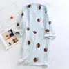 Женская одежда для сон японская пижама Женская летняя тонкая кимоно-одеяния хлопок с двойной креповой домашней одеждой Длинная ночная рубашка