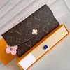 Fashion Wallets Designer Luxury Women Purse Classic Money Clip Pink Leather Wallet Purse Floral Studs and Trims Top Quality Coin Purse Card Holder Flower Embossed