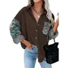 Damenjacken 2023 Mode Frauen Jacke Mantel Langarm Einreiher Casual Retro Ethnische Print Bluse Oberbekleidung Lose Weibliches Hemd