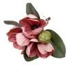 Decorative Flowers Artificial Magnolia Stem Flower Faux Wedding Bouquet Vase Floral Arrangement For Table Centerpiece