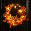 Dekorativa blommor 1pc Autumn Theme Door Wreath Artificial Pumpkin Berries Pine Cone Maple Home Holiday Party Material Halloween Decoration