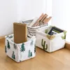 Foldable Desk Organizer Storage Basket Mini Drawer Cotton Linen Organiser Box for Office Cosmetic Jewelry Home Decor