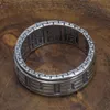 Anelli Veri anelli in argento sterling 925 per uomo Spinner girevole intaglio Taiji Bagua Yin Yang con motivo vintage Grande Muraglia