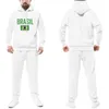 Tute da uomo BRASILE Flag Uomo Donna Tuta in poliestere Streetwear Sportswear Warm Two Pieces Set Felpa con cappuccio e pantaloni Jogging Con cappuccio