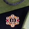 Fashion designer Pins G Letter Brooches ladies colours gems Brooch luxury party jewelry