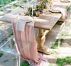 Table Runner RU075E Custom made Durable wedding gift soft cotton gold blush pink dusty yellow ivory navy cheesecloth gauze table runner 230520