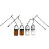 3 farklı boyutlu cam şişe gümüş açık kahverengi enfiye hap kutusu şişeleri şişe metal kaşık enfiye