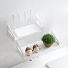 Hooks Living Room Wooden Wall Shelf Bathroom Cosmetics Rack Dormitory Bed Hydroponic Flower Pot Hanging Storage