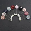 Beau tissu fait main fleur de camélia perle broche broche mariage XZ005