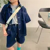 Kleidung Sets Mode Baby Mädchen Jungen Denim Kleidung Set Kurzarm Jacke Shorts 2PCS Säugling Kleinkind Kind Jean Anzug 1 10Y 230520