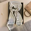 Foulards De Luxe Soie Maigre Écharpe Femmes Rayé Bandeau Chouchous Ruban Doux Satin Bandeau Cou Cravate Poignée Sacscarf Foulard Femme