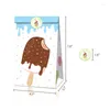 Gift Wrap 12st 2023 Väskor Kraft Paper Cookie Candy Bag Cartoon Decorations Lovely Glass Popsicle Children's Day Party Supplies