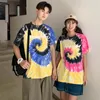 Herr t-skjortor sommar bomull t-shirts män tryckt tie-dye tees mens hip hop street plus size par mode kort ärm toppar man