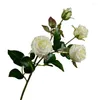 Decorative Flowers 4 Heads Rose Artificial Silk High Quality Fake Roses Flower For Home Table Decoration Shopping Mall Wedding