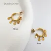 Boucles d'oreilles créoles ZJ 2023 bijoux en acier inoxydable classique petite pièce de monnaie breloques boucle d'oreille mode minimaliste quelques perles pendentif