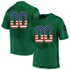 Las camisetas personalizadas de Notre Dame Fighting Irish personalizan a los hombres de la universidad, blanco, verde, azul, bandera de EE. UU., moda, tamaño adulto, ropa de fútbol americano, camiseta cosida