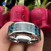 Bands 6mm 8mm Men Women Tungsten Carbide Ring Nice Wedding Band With Galaxy Series Opal Inlay Shiny Bevel Edges Comfort Fit