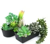 Fleurs décoratives 15 plantes succulentes artificielles floquées vertes sans pot fausses tiges Bouquet chaîne de perles Echeveria