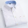 Men's Dress Shirts Summer Men's Thin Short Sleeve Comfortable Purple White Oxford Shirt Casual Vintage Standard-fit Button-down Cotton