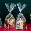 Gift Wrap 50pcs/Lot Christmas Transparent Bread Plastic Bags Handmade Biscuit Candy Cupcake DIY Wedding Packaging Storage Bag