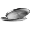 Plates Reusable Brushed 304 Stainless Steel Dinner - Vintage Quality Heavy Duty Kitchenware Round Plate