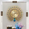 Wall Clocks Metal Big Size Living Room Luxury Oriental Art Peacock Clock Aesthetic Reloj De Pared Home Decor GXR35XP