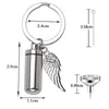 Keychains urn sleutelhanger roestvrijstalen cilinderbar hanger met Angel Wing Cremation Memorial Keepsake Ashes sieraden