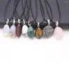 Anhänger Halsketten Unregelmäßige Naturstein Zufall Amethyst Achat Halskette Leder Seil Kette DIY Zubehör Schmuck Geschenk Großhandel