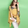 Bluzki damskie koszule 2023 Spring Flower Summer Kobiety moda swobodne topy luźne ciało plisowane retro drukowana bluzka Blusas