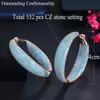 Huggie ThreeGraces New Fashion Big Light Blue Cubic Zirconia Circle Round Hoop Earrings for Women Wedding Party Costume Jewelry ER601